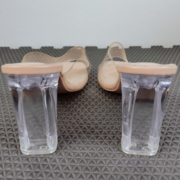 Bai Shun Clear Open Toe Chunky Heel Mules Sandals, Sz 40(EU) 9.5(US) - Picture 9 of 13